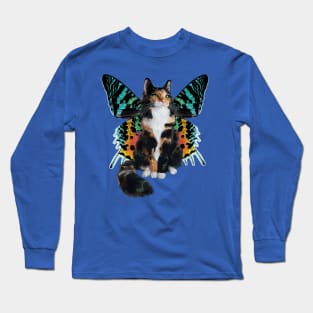 Longhair Calico Sunset Moth Flitter Kitty Long Sleeve T-Shirt